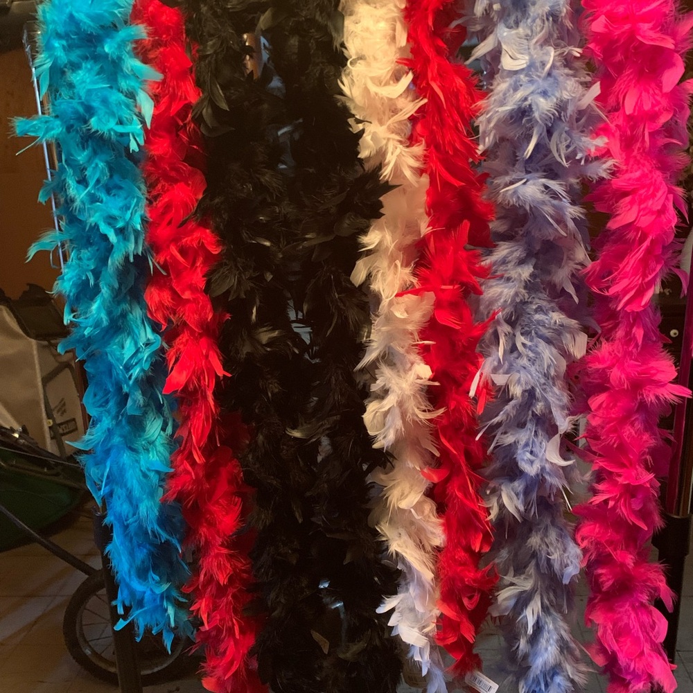 Colorful Feather Boas, 8 total. 75”